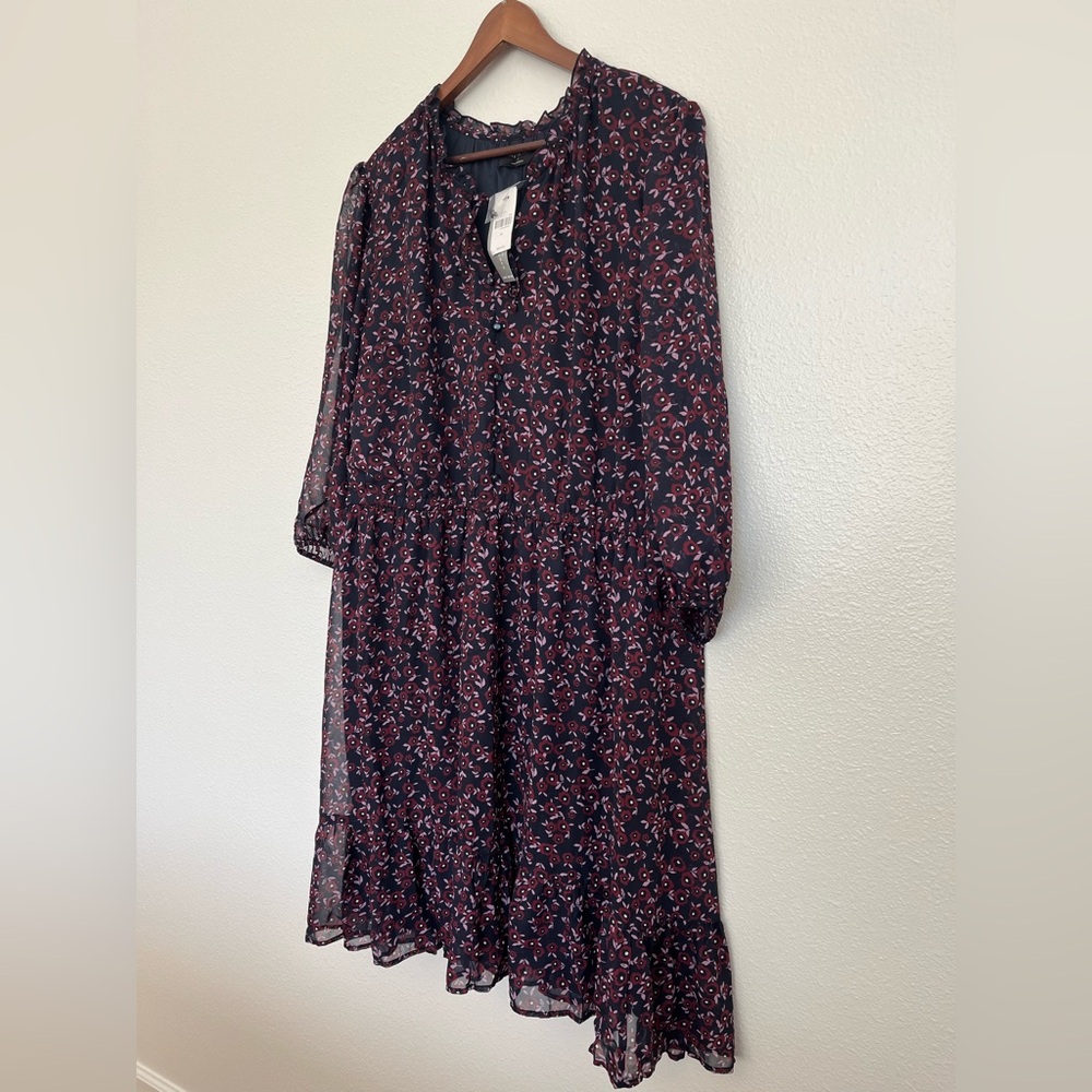 Lane Bryant Louise Floral 3/4-Sleeve Notch-Neck Fit & Flare Dress Size 24